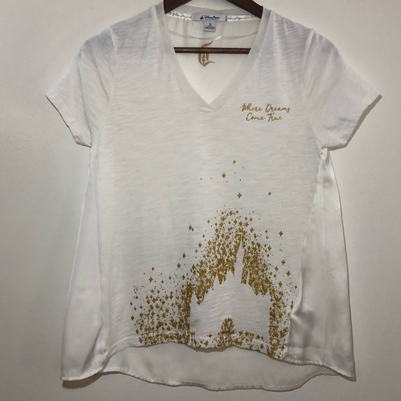 Disney Tops - Disney Parks Gold Glitter Cinderella Castle Shirt Size Small